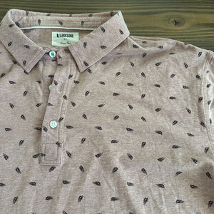 Linksoul Red Heathered Black Leaf Print Astoria Polo Shirt XL Men’s Golf Casual